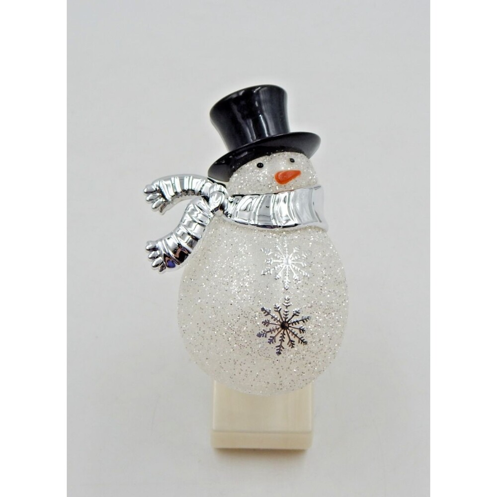 Bath & Body Works White Snowman Snowflakes Silver Glitter Wallflower Plug-in